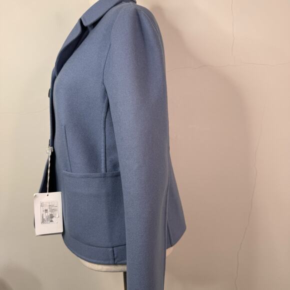 Valentino Blue Angora Wool Blazer Jacket 42 NWT Luxury Minimalist $3990 - Picture 10 of 14